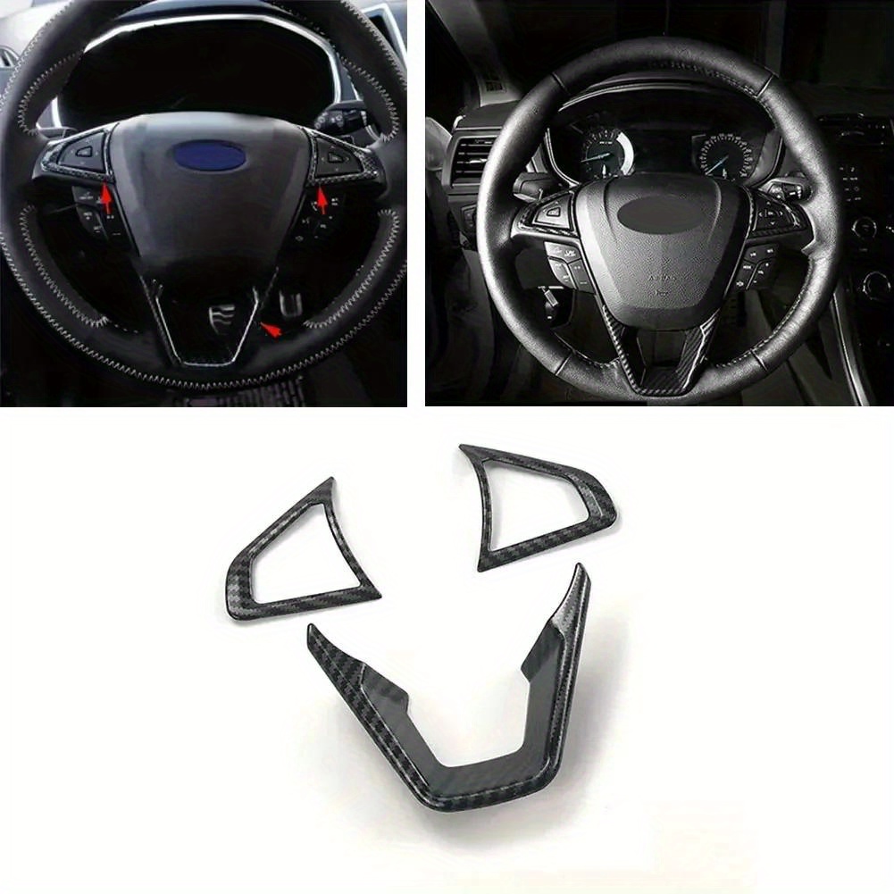 For Ford Fusion Edge 3pcs Carbon Fibre Steering Wheel Trim
