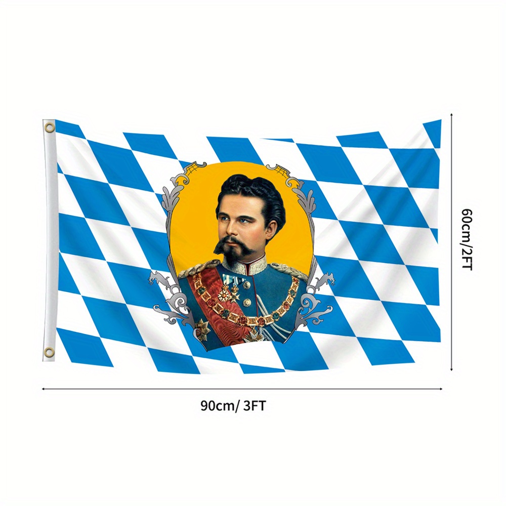 TEMU 1pc, Flag Of King Ii Of , 2 Metal Buttonholes, Single-sided Printing, Suitable For Indoor And Outdoor Decoration, Excluding Flagpoles