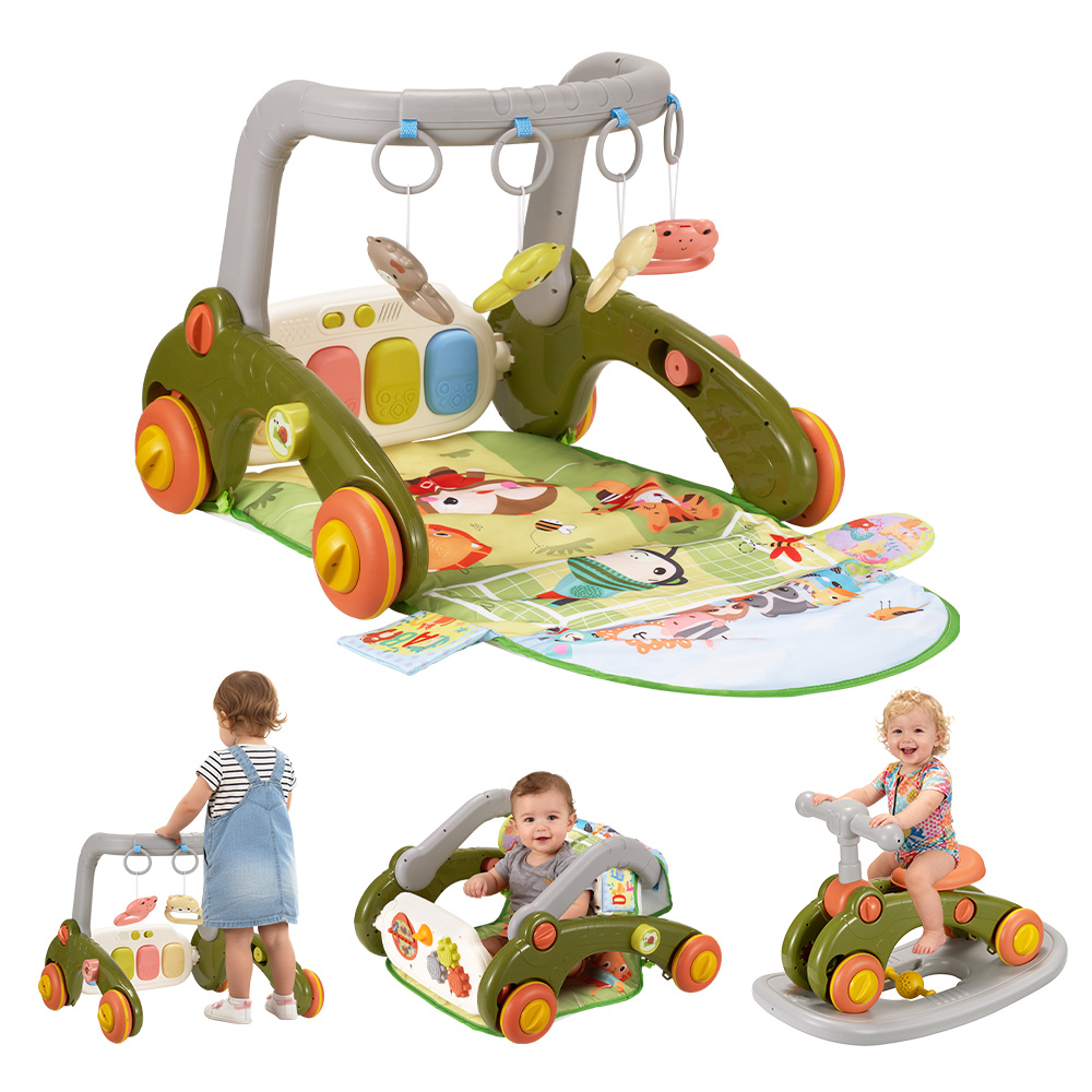7-in-1 Baby Play Mat, Kick And Play Piano Gym with Portable Musical Toy, Adorable Animal-Themed Baby Play Gym, Tummy Time Mat Promote Motor Skills & Sensory Development Mat for Newborn Baby, Green, Blue, Pink, Yellow, Baby Play Mat Activity Center - Image 5