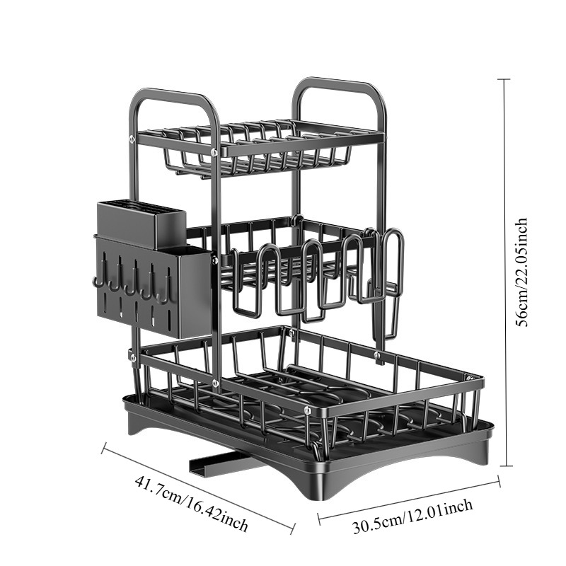 TEMU Large 3-layer Countertop Multi-functional Kitchen Dish Storage Rack, Dish And Knife Classification Storage, Dish Draining Storage After Meals,