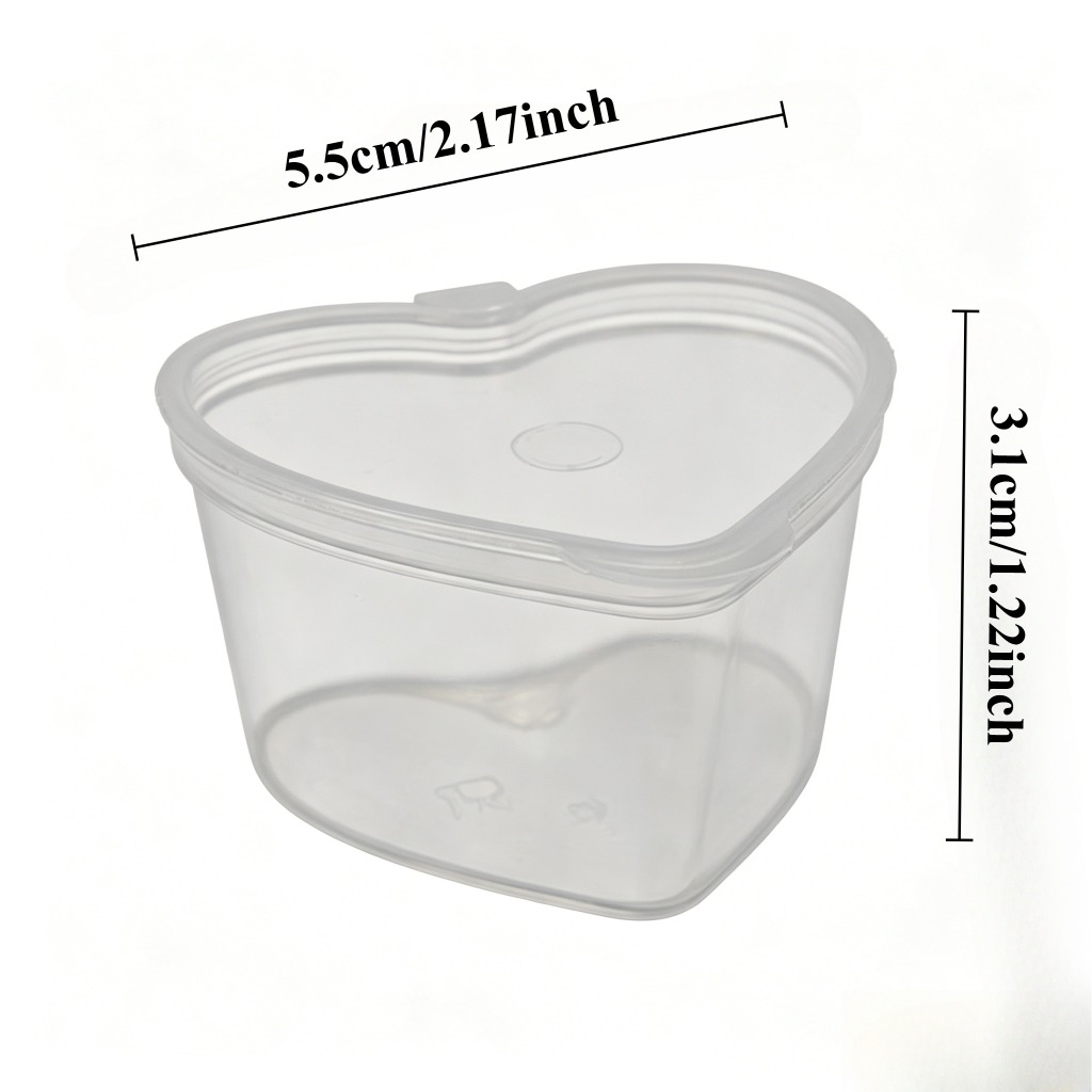 TEMU 25pcs Reusable Heart-shaped Lidded Sauce Containers, Love Heart Small Condiment Cups, Suitable For Lunch Boxes, Leak-proof Food Storage Sauce
