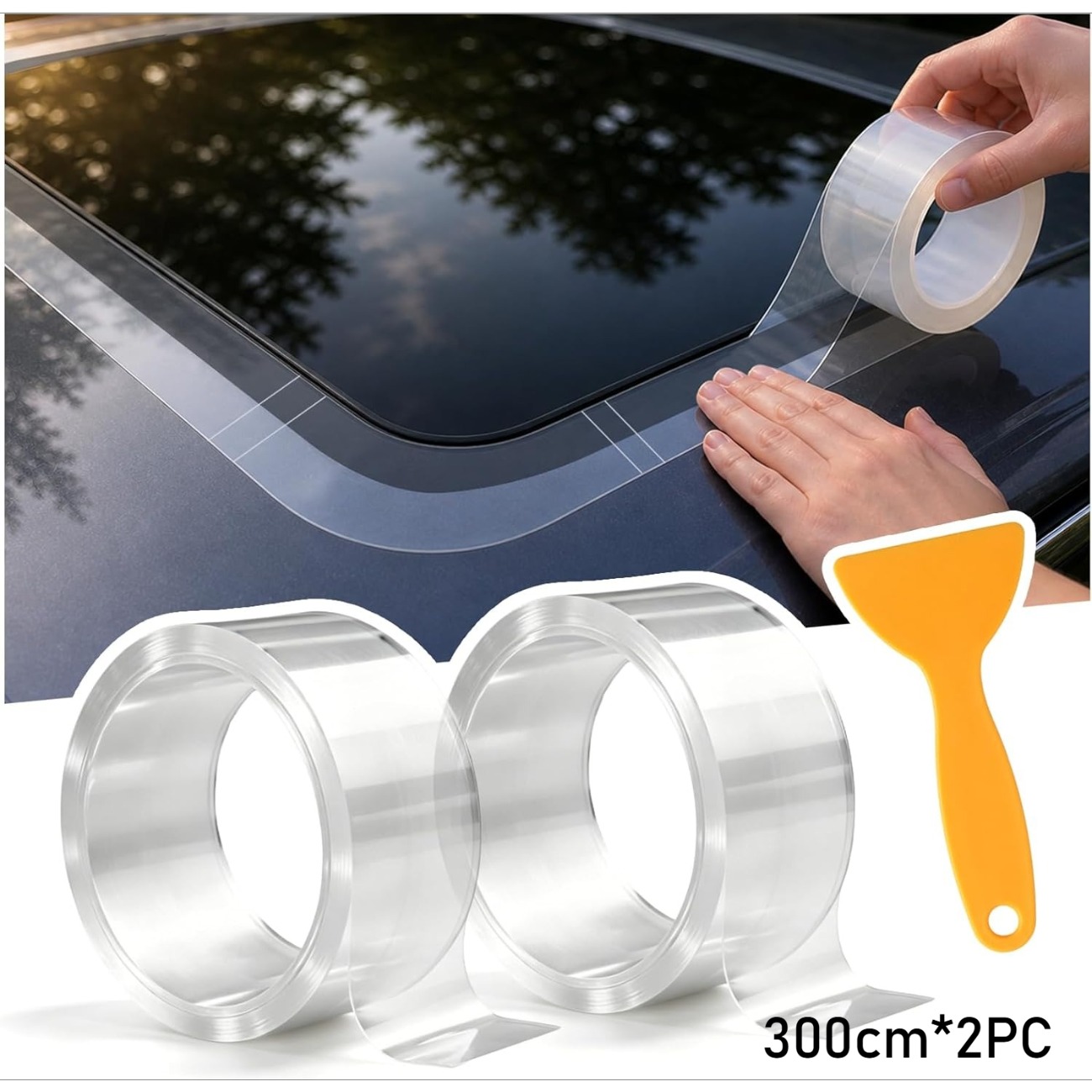 TEMU Lot de 2 bandes d'étanchéité pour toit ouvrant de voiture 9,84 pi/300 cm, bande d'étanchéité imperméable pour protection contre les intempéries