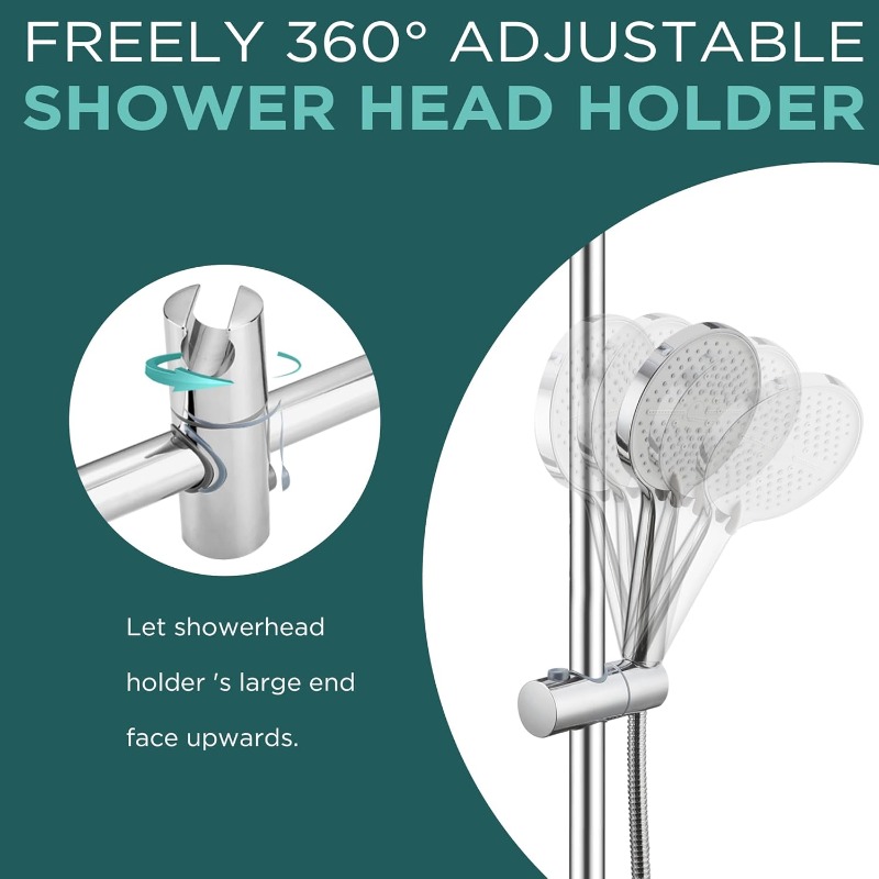 42CM Adjustable Shower Riser Rail Set with 5-Function Handheld Showerhead
