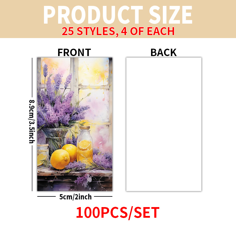 TEMU 100pcs Lemons And Lavender Cards For , Family, Love, Friendship, Life, Motivation, Valentine's Day, Easter Gifts, Purple Floral And Yellow Theme