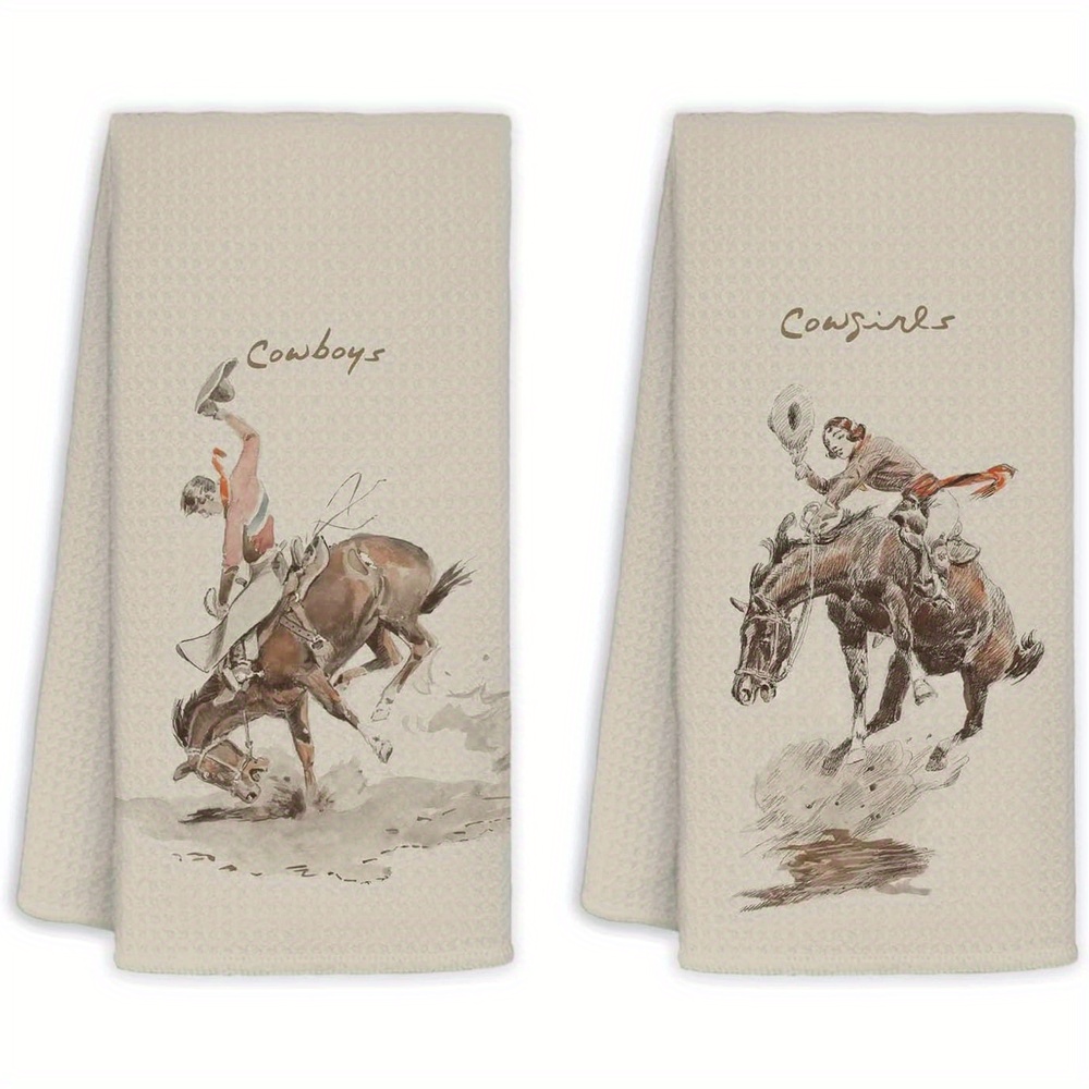 TEMU Western Bathroom Decor, Couples Gifts, Western Kitchen Hand Towels, Cowboy Bathroom Decor Set Of 2, Gifts For Couples, Western Dish Towels, Western Hand Towels