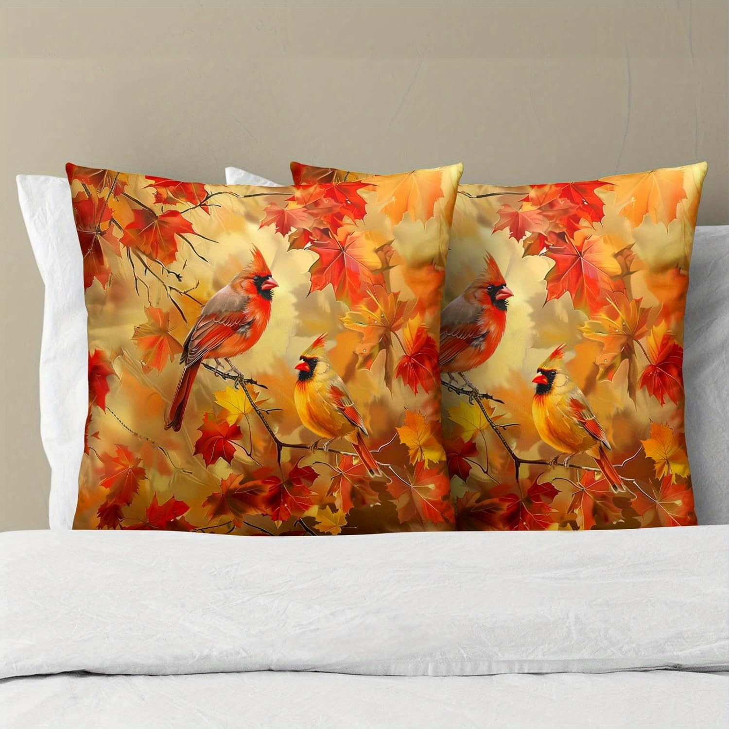 

Maple Pillow Cover - 18x18 Inch, Autumn Seasonal Decorative Pillow Linen Cover For Sofa, Bed, Living Room Decor, No Pillow