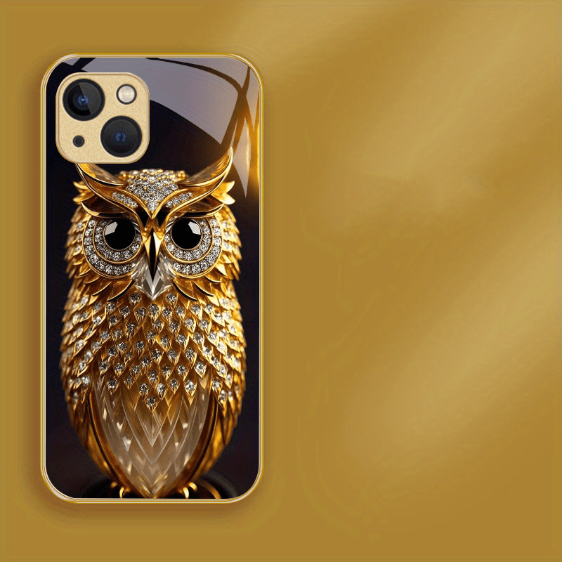 TEMU Phone Case - Creative Minimalist Owl Pattern Stylish And Beautiful Glass Phone Case For Iphone 17/16/15/14/13/12/11/6/7/8/x/xs/xr/xsmax