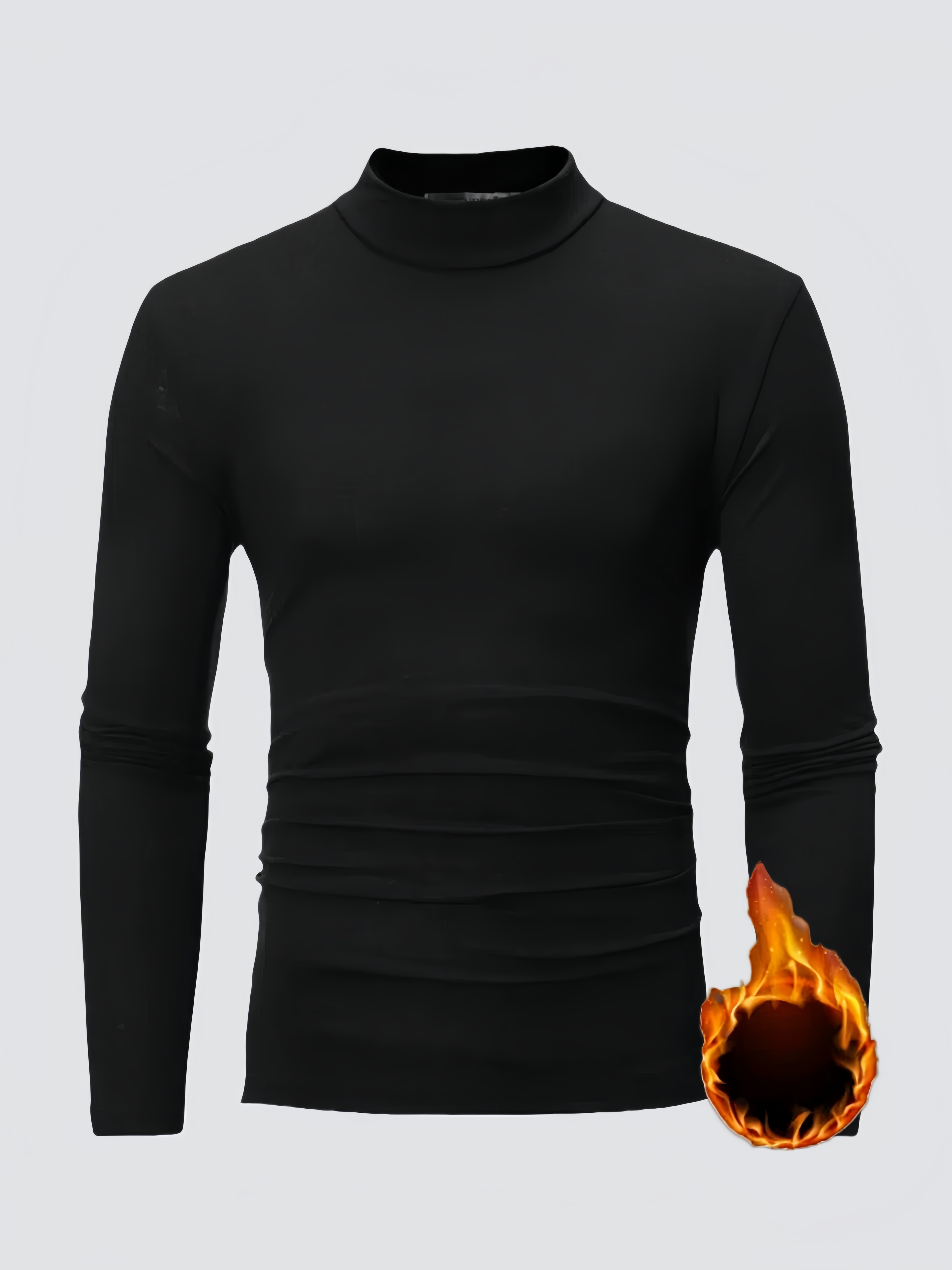 solid color black high neck long sleeve - Temu