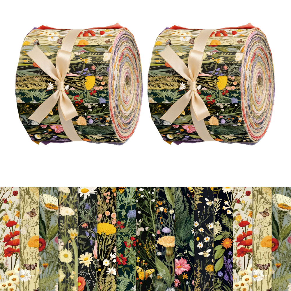 TEMU A Set Of 40pcs Of Floral Fabric Measuring 6.5 By 50 Cm (2.55 By 19.7 Inches), Perfect For Sewing Projects Such As , Doll Creation, Bag