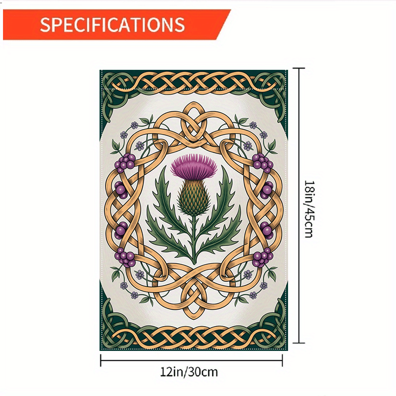 TEMU 1pc, Decorative Garden Flag Featuring A Scottish Thistle Design, Measuring 12x18 Inches | Double-sided, Made Of And Durable Polyester | Suitable