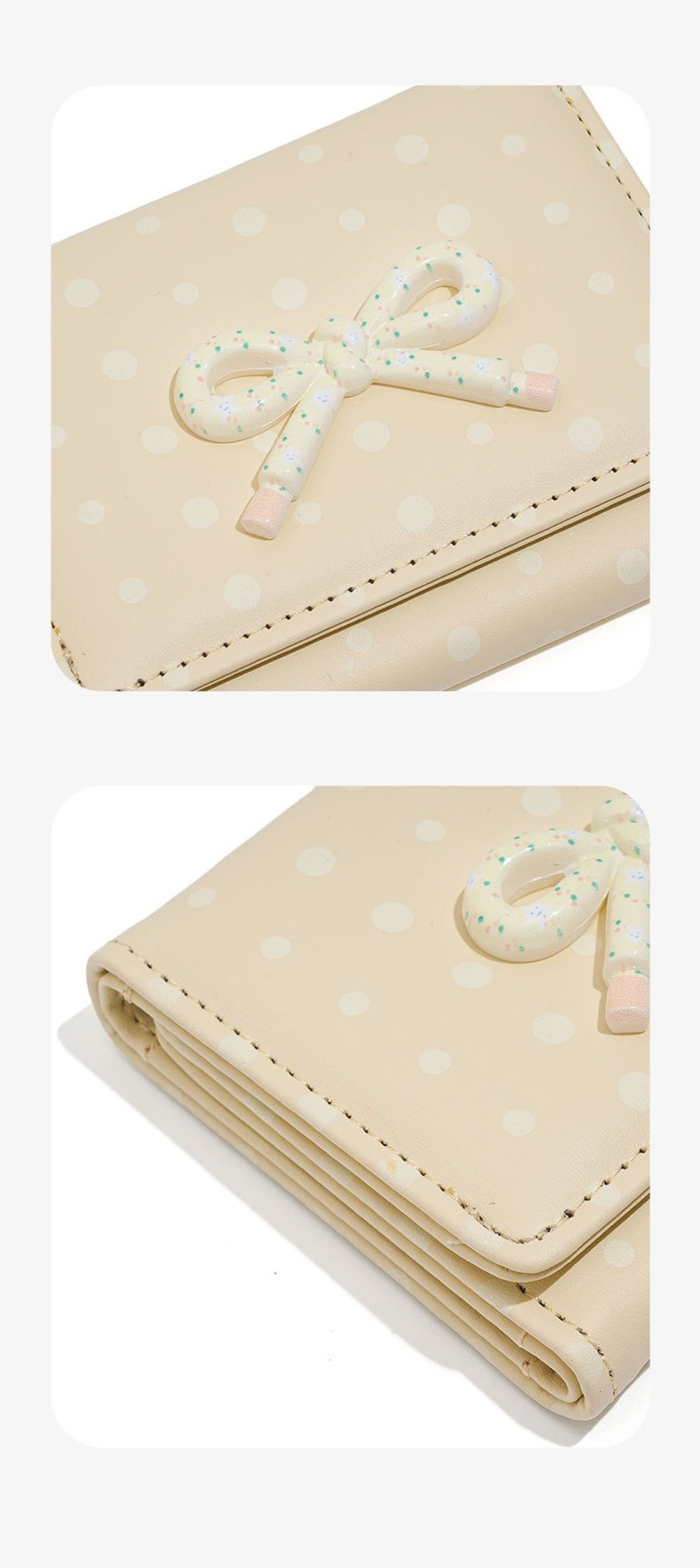 bowknot short wallet ins casual synthetic leather large capacity coin purse dopamine color card holders female Product details 2