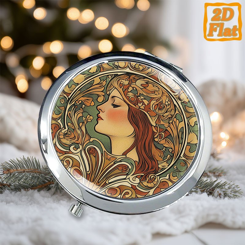 item picture 1pc 2d flat portable folding makeup mirror features an intricate         ups for  