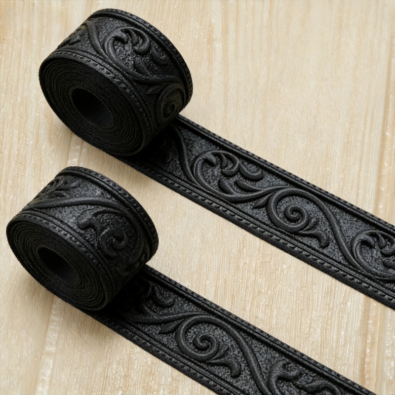 Image of 2 Rolls 90.55inch 3d Embossed Wall Decor, Light Luxury , Self-adhesive Backing Board Trim, Decorative Wallpaper Border, Wall Molding, Adhesive Wall Molding, Baseboard Molding, Wall Molding