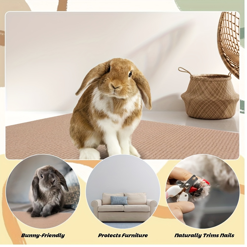 High-Quality Self-Adhesive Rabbit Scratching Mat Roll - Can Be Cut for Rabbit Cage - Easy to Clean, Suitable for Claw And Dental Care, Rabbit Cage Mat, Small Animal Floor Scratching Carpet - Non-Slip Rabbit Carpet, Rabbit Cage Additions