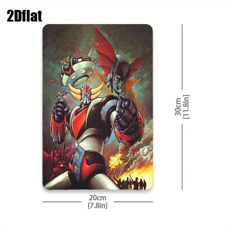 TEMU Panneau Métal 2D Plat, 1pc Robot Anime Japonais Vintage - Affiche Figurine Robot Rétro Années 80 - Décoration Murale en Fer Robuste pour Maison,