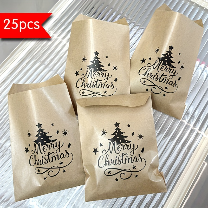 25pcs Christmas Kraft Gift Bags - For Favors, & Packaging