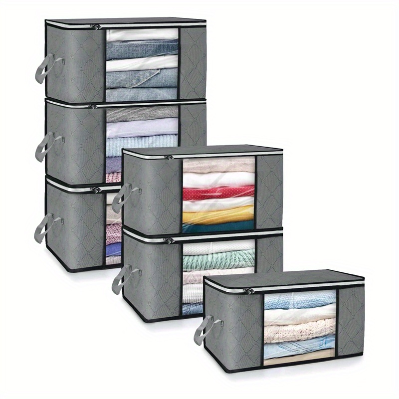 TEMU Large Storage Bags For Clothes, 6 Pack Foldable Blanket Storage Bins, Clothing Storage Bins Foldable Clothes Organizer And Storage Containers
