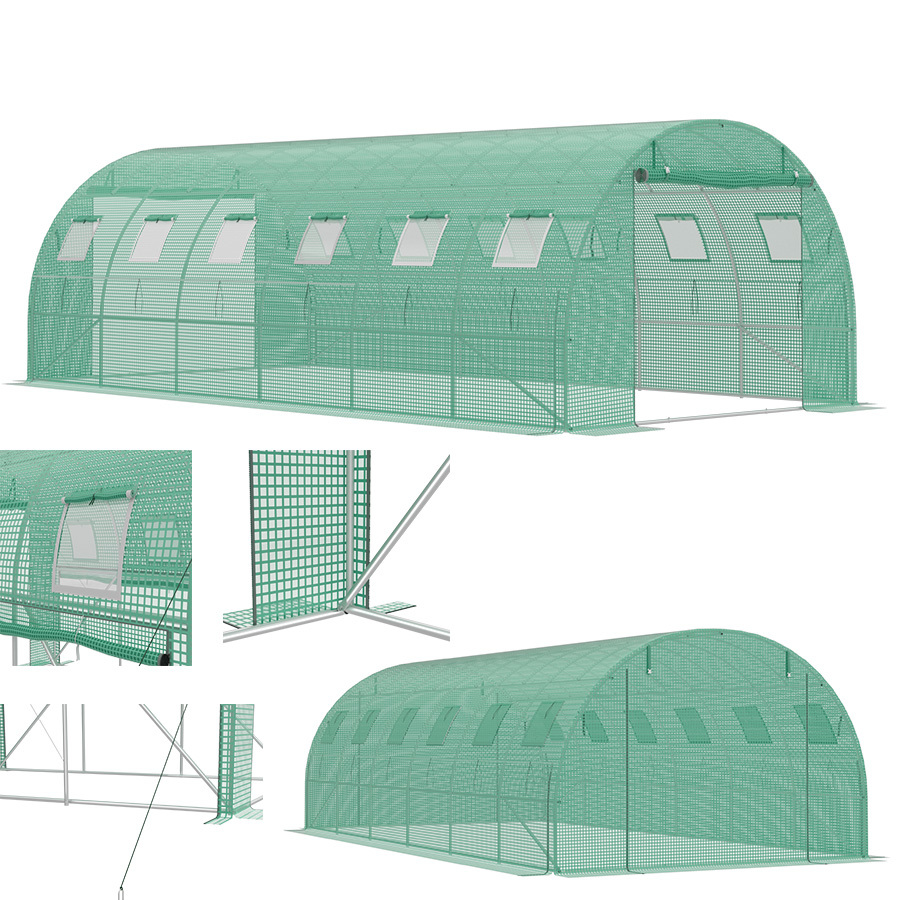 TEMU Invernadero Arqueado Polytunnel 3x4x2m/3x6x2m/3x8x2m, Estructura de Acero Galvanizado para Tomates, Invernadero de Película de PE con con
