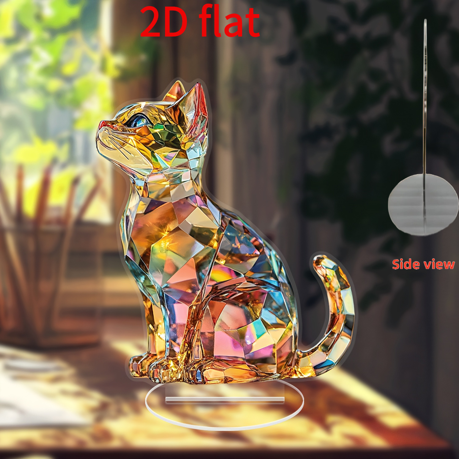 TEMU 2d Flat, Stunning Style Decoration - Vibrant Polyhedral Acrylic Desktop Decor, Suitable For Home, Office, And Outdoor Spaces - For Valentine's