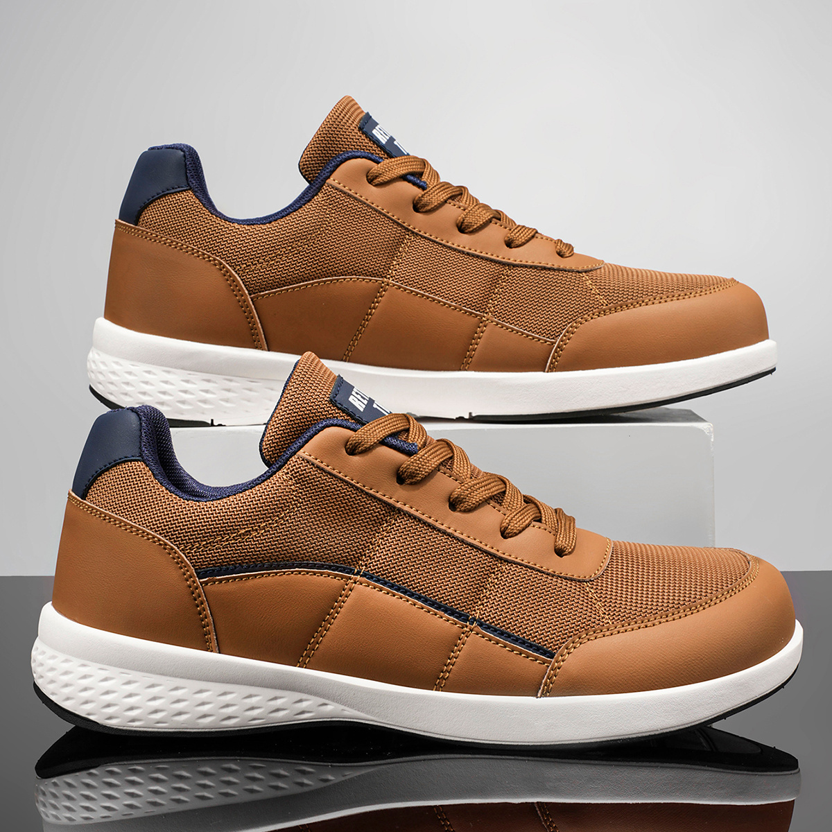 Image of Wide Toe Box Sneakers - Breathable Mesh & Synthetic Leather Upper, Cushioned Sole, Adjustable Lace-up Low-top Suitable For Daily , Gym,, Business Casual - Non-slip Athletic Footwear For - Wear
