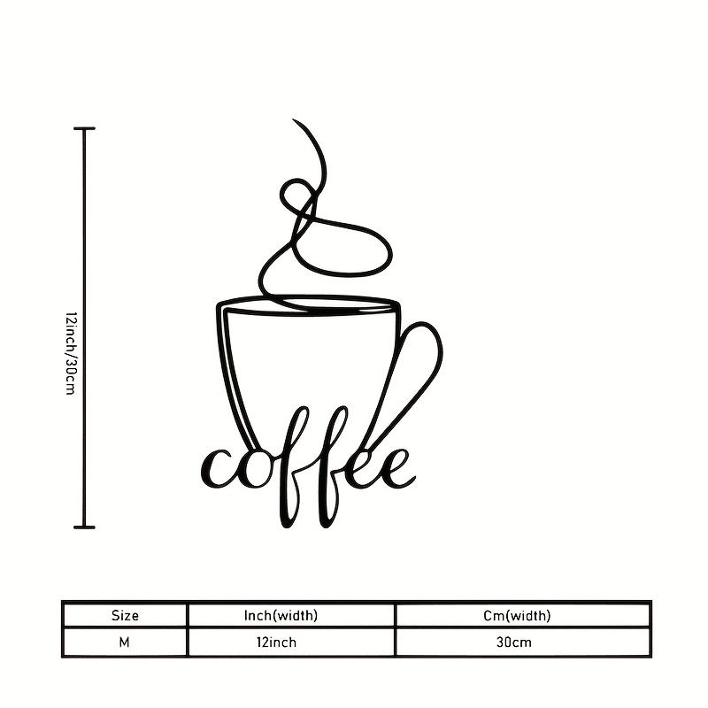 TEMU 1pc Vintage Coffee Cup Metal Wall Art - Black Iron 