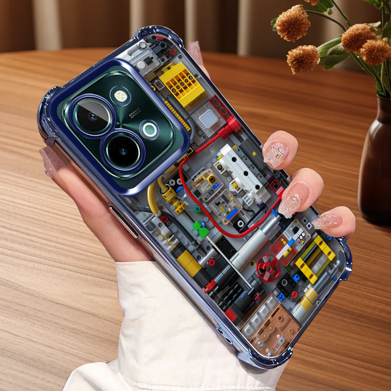 TEMU Phone Case Suitable For 4g Electroplated Transparent , Circuit Board Component Style, Minimalist Case, Tech Aesthetic, Durable Material, Tech