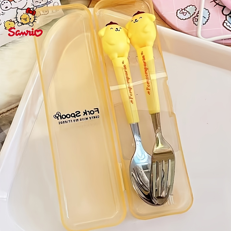           stainless steel cutlery set 2pcs flatware set polished surface cute cartoon spoon and fork set suitable for travel and home use Product details 2
