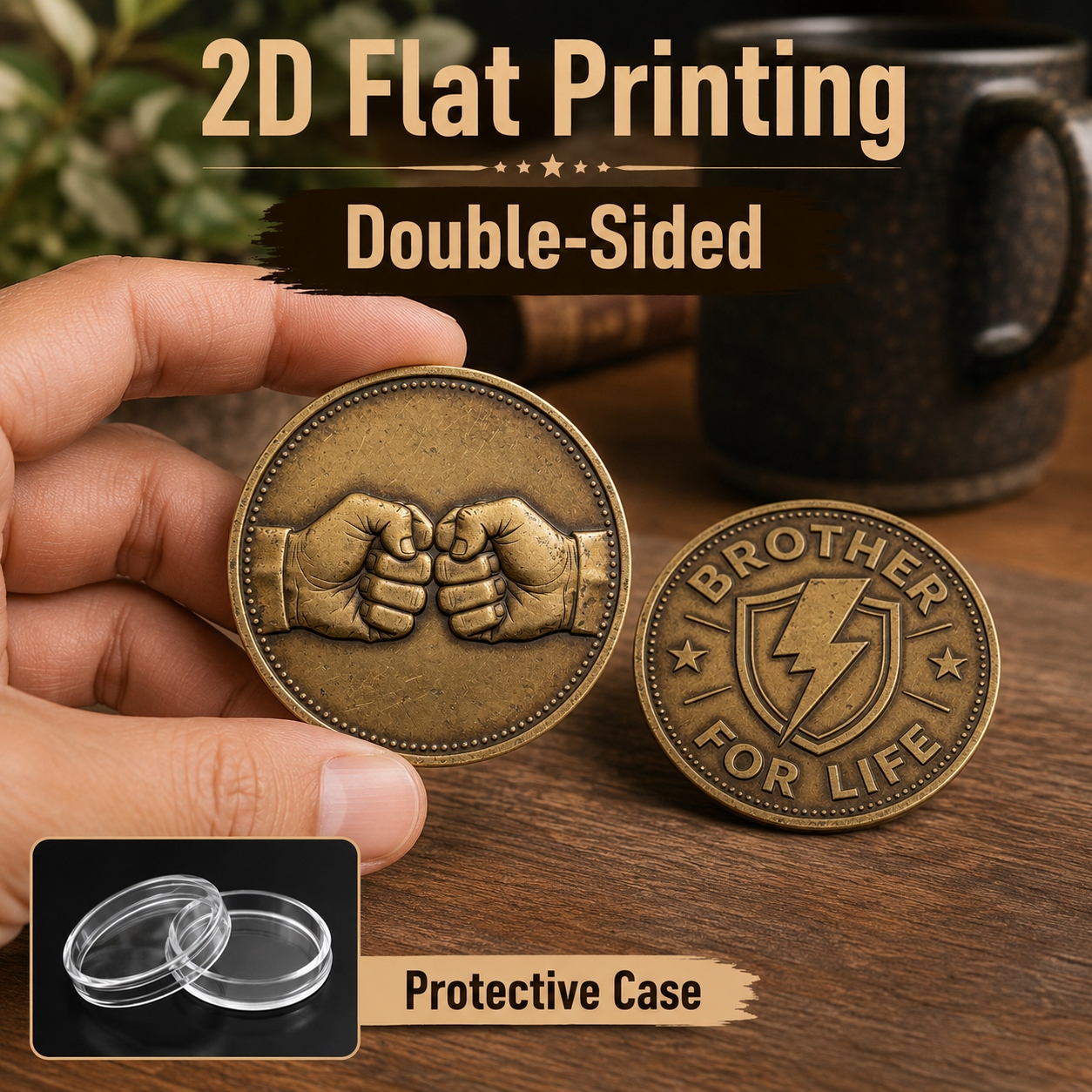 TEMU Replica Coin 1pc, 2d Flat Printing, Double-sided Metal Brother Commemorative Coin, Brother For Challenge Coin & Decorative Decision Coin,