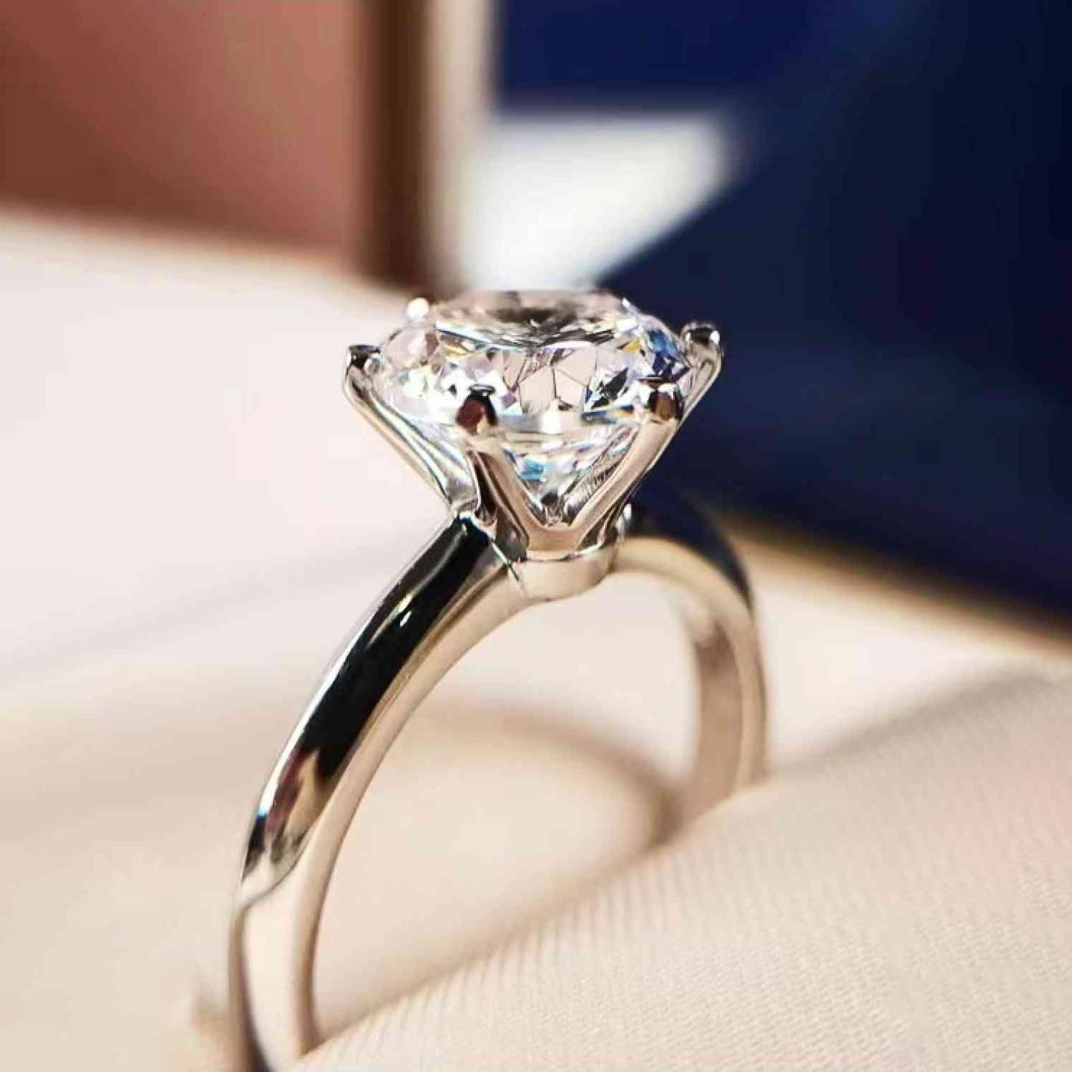 3 Carat Hand-Forged Moissanite Ring, 925 Sterling Silver