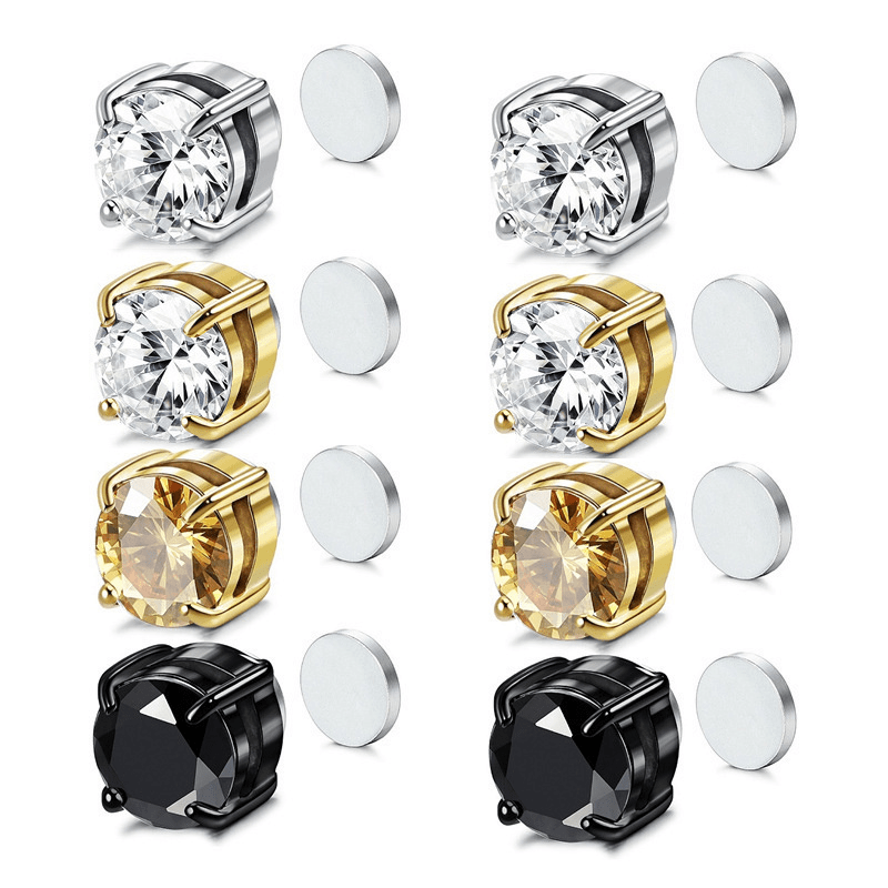 Image of 4pairs Sets Ear Clips 316 Steel Fake Ear Stud Women Men Punk Style Earrings Non Piercing Jewelry