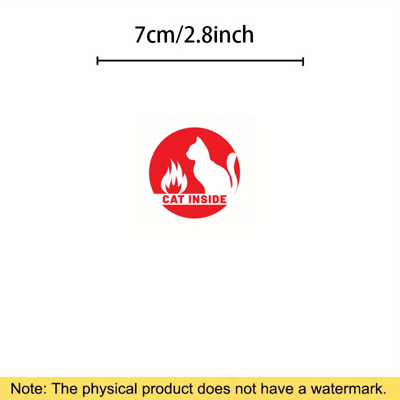 TEMU Emergency Stickers For Cats - Red And White Warning Signs For , Pet Safety, And Home Use, Fire Safety Stickers | Text Design | Durable Vinyl