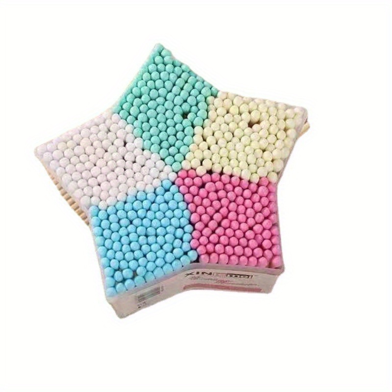 500pcs 5 Pointed Double Head Colored Swab Pointed Makeup Cleaning Household Swab