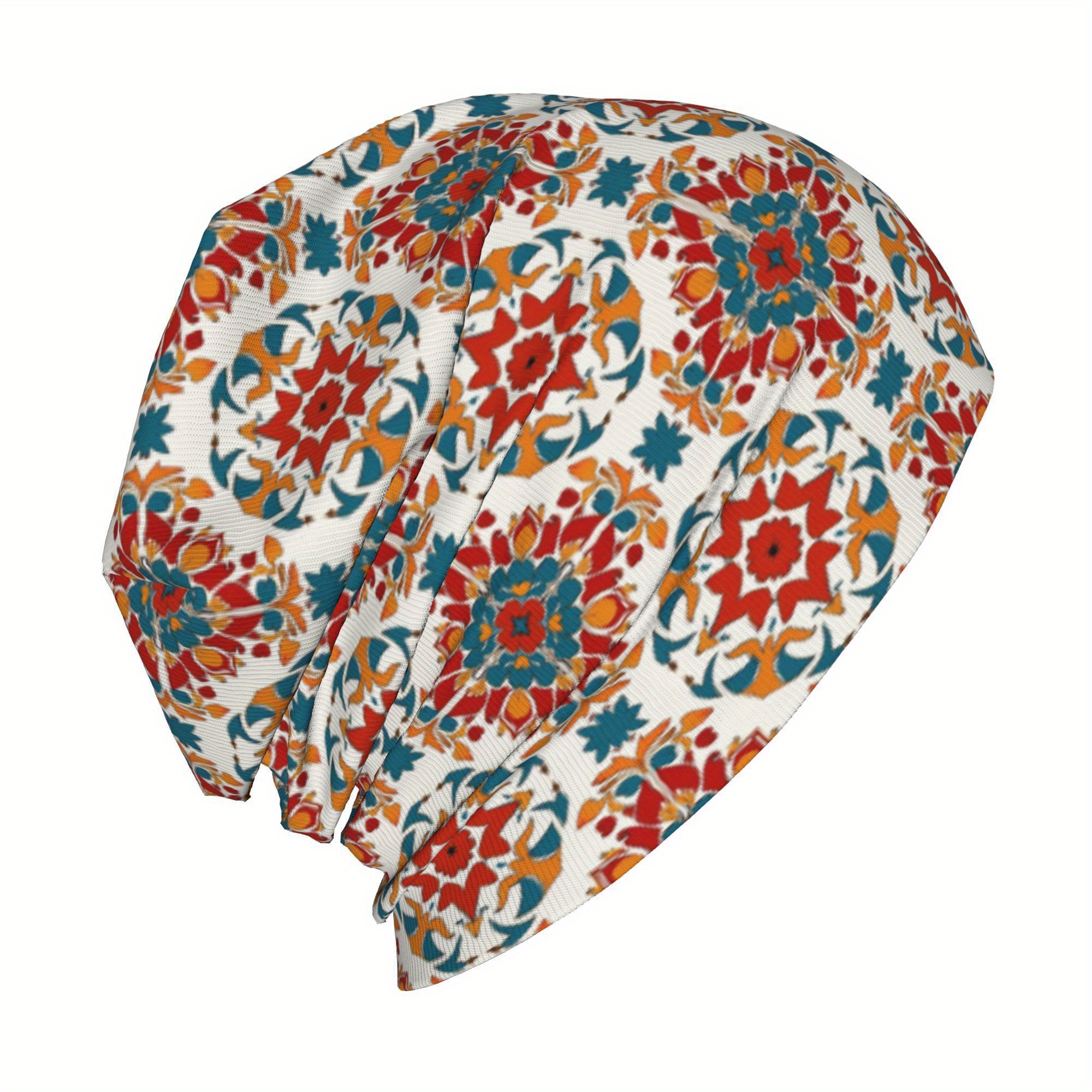 Stylish Floral Pattern Hat Set with Beanies & Earmuffs