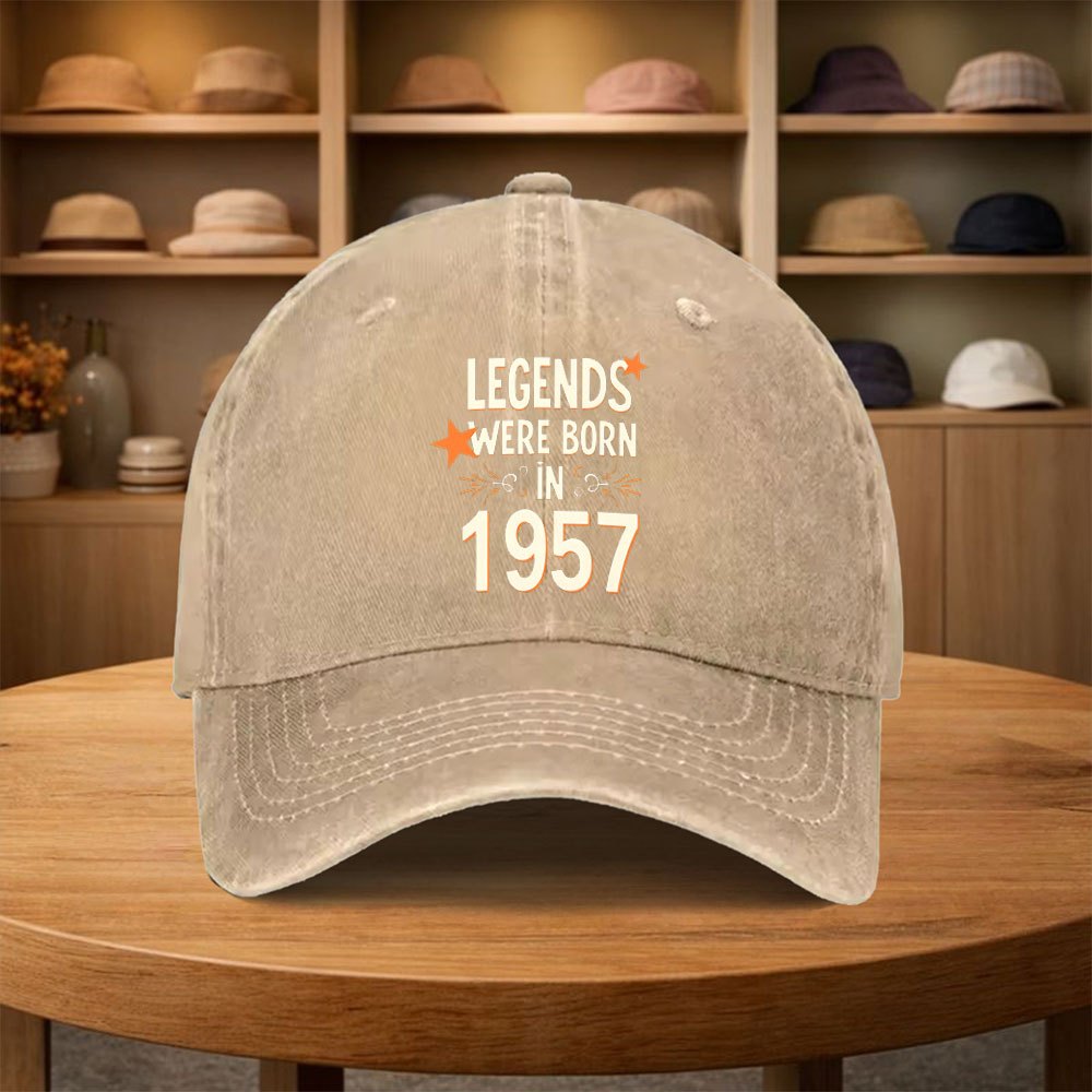 TEMU Vintage 1957 Printed Baseball - Lightweight Vintage Street Style For , Curved Brim With Iconic Year Of Birth Text Design, Unisex, Suitable For