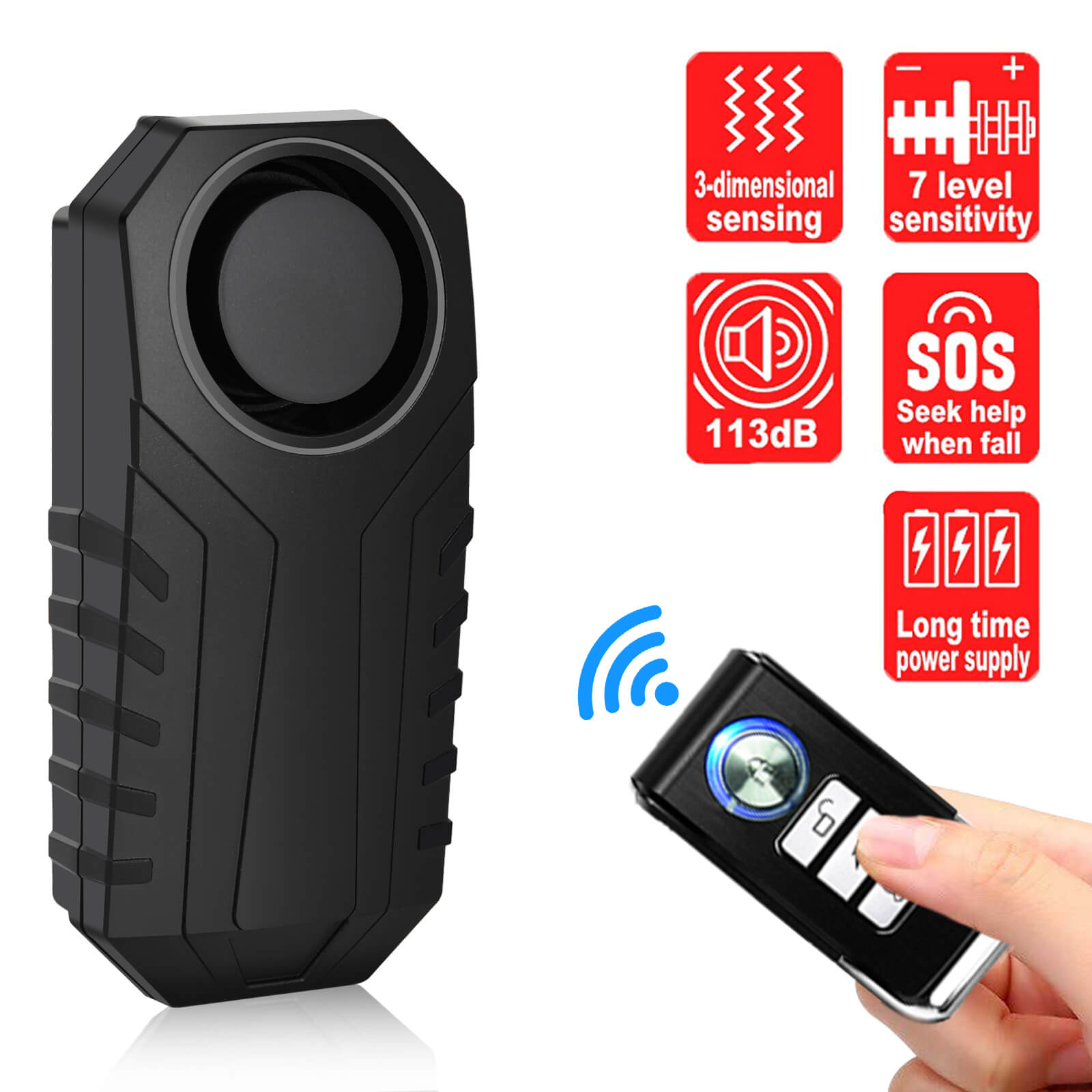 TEMU Bike Alarm Anti Theft With Remote, Motorcycle Alarm, 113db Bike Alarm For Motorcycle Moped Scooter Adjustable Volume Universal Remote Strap For