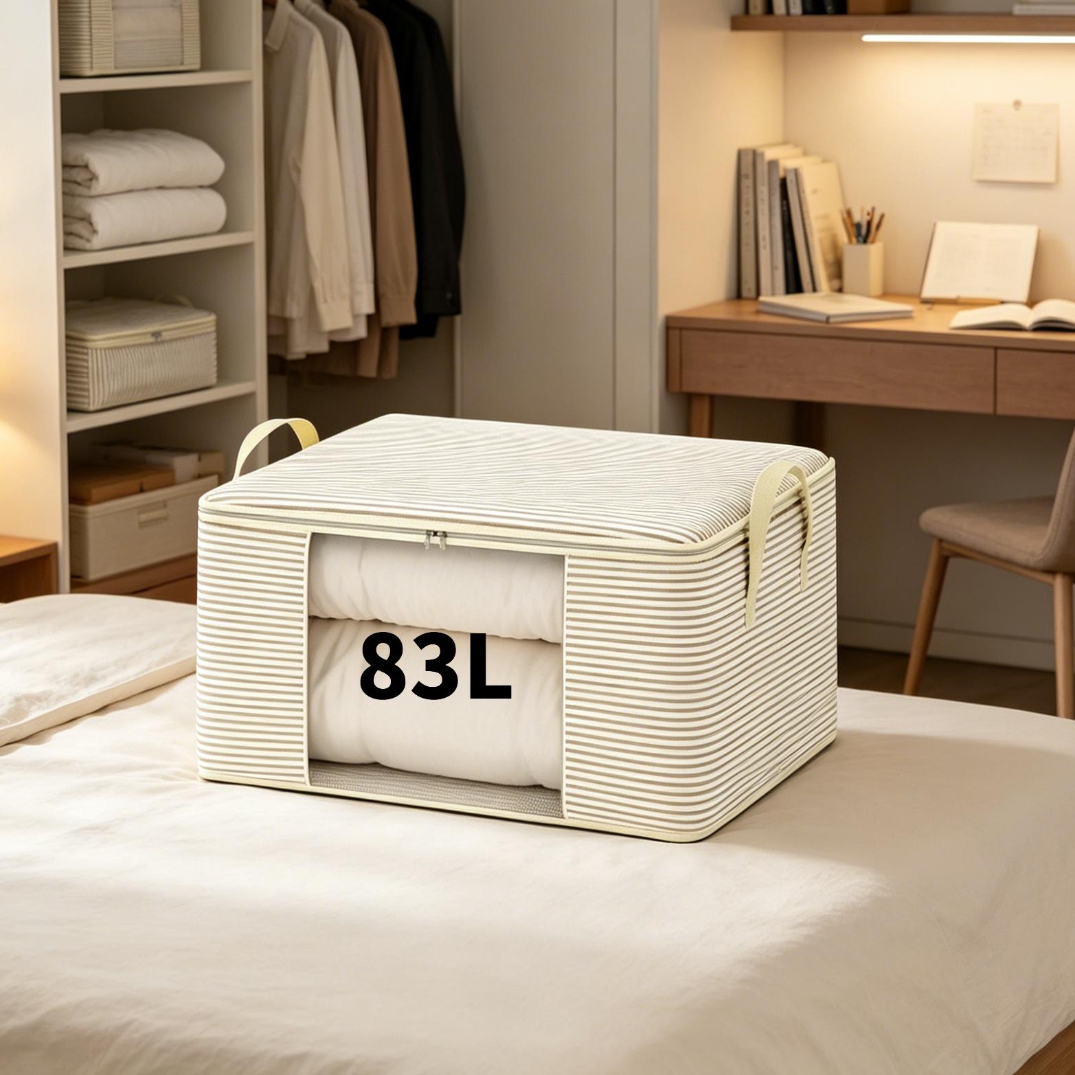 TEMU Large-capacity Striped Quilt Storage Bag With Transparent Viewing Window, Suitable For Clothing, Quilts, Moving, And Home Storage. A Visible
