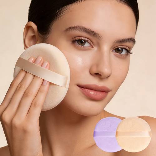 extra large body powder puff and container 6 inch glass dusting powder container with puff body powder puff for women soft washable reusable fluffy makeup wet dry