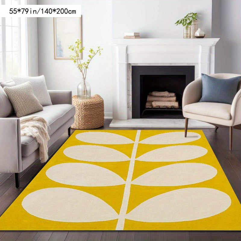 TEMU 1pc Modern Minimalist Patterned Rug With Velvet And Dot Plastic Backing, Upgraded Soft Area Carpet, Suitable For Living Room, Bedroom, Study,