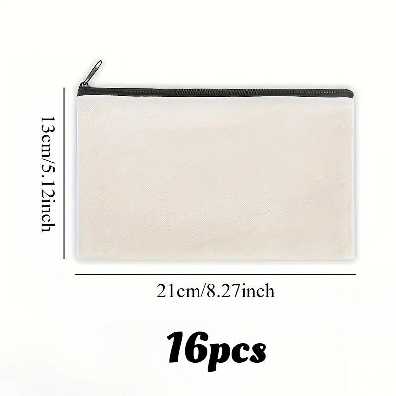 TEMU 16 piezas de bolsas de lona con cremallera - Bolsas artesanales para sublimación para transferencia de , pintura, estampado y proyectos de