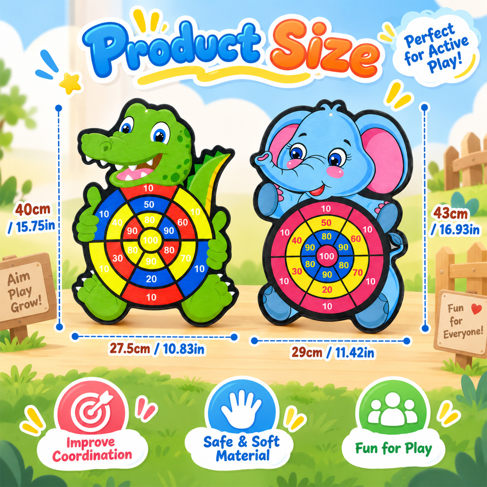 Elephant Crocodile Dartboard Toy for Interactive Fun