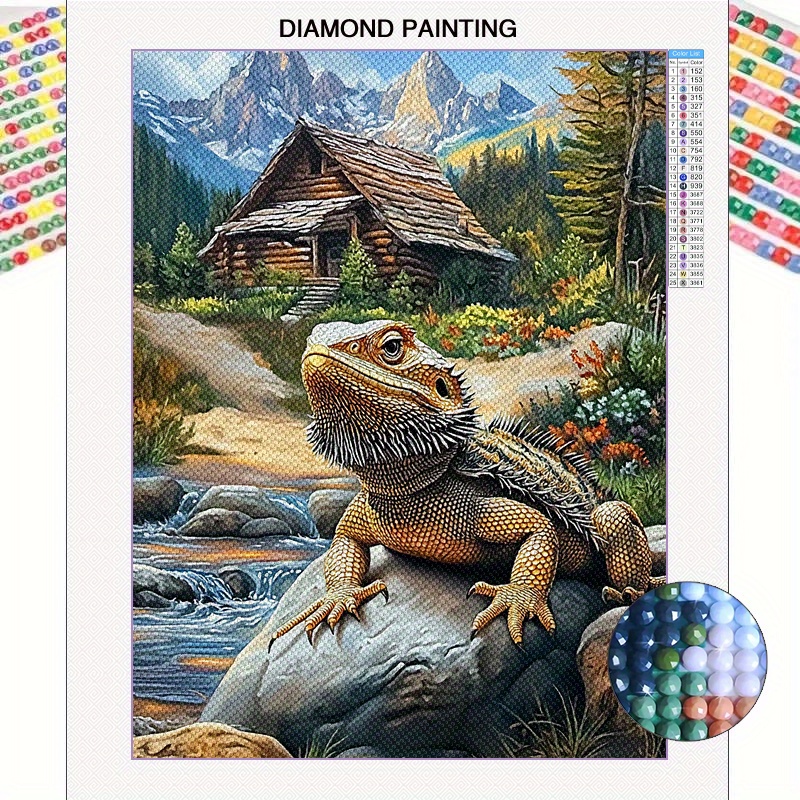 TEMU 5d Full Diamond Round Diamond Painting Kit, Diamond Painting Craft, Mosaic Decoration Craft Wall Art, Animals, Scenery, 30*40cm/ 11.8*15.8