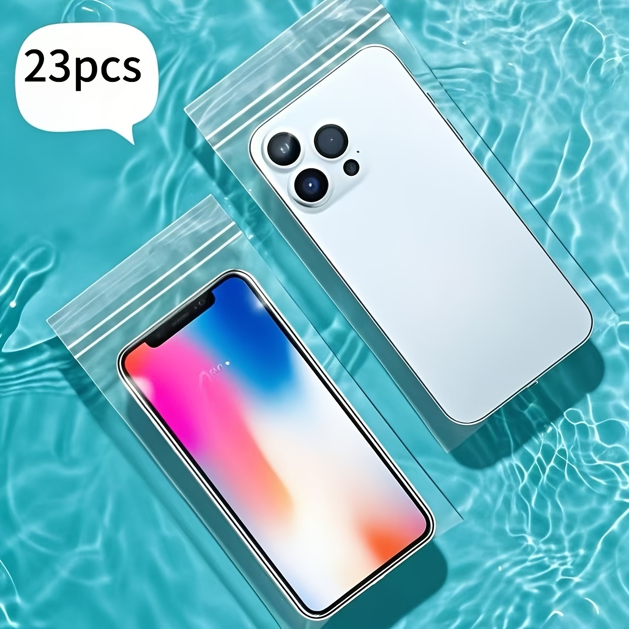TEMU Étui de téléphone : Lot de 23 pochettes transparentes -transpiration et -poussière - Sac à fermeture éclair compatible avec écran tactile, étui