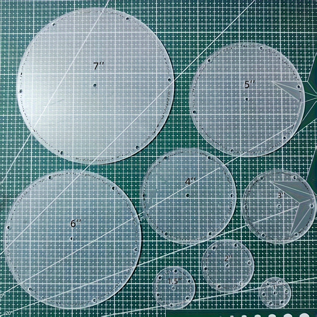 E-shop 8 Transparente Acryl-Nähvorlagen – Runde Muster, geeignet zum Schneiden und Designen, klare Lineale