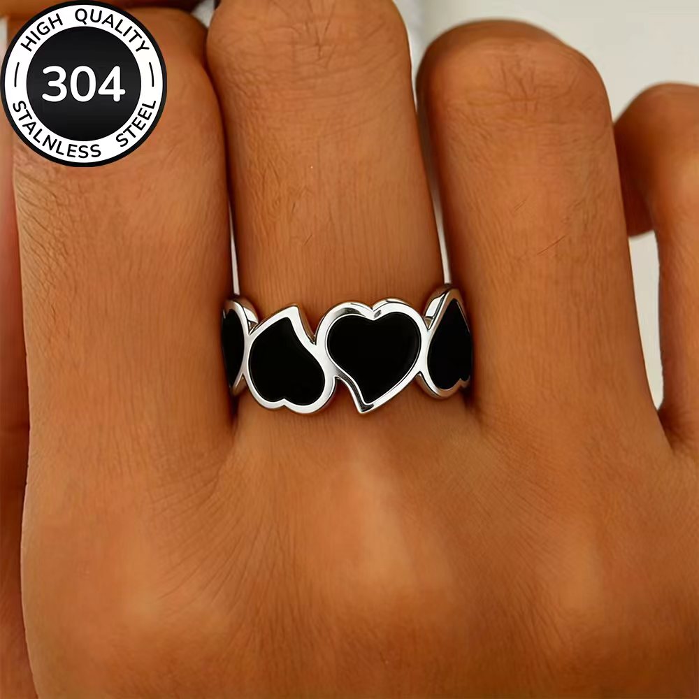 TEMU High-quality Stainless Steel Hypoallergenic Ring, Anti-fading, Easy And Elegant, Suitable For Everyday Wear Or Party Fashion Women's Ring,