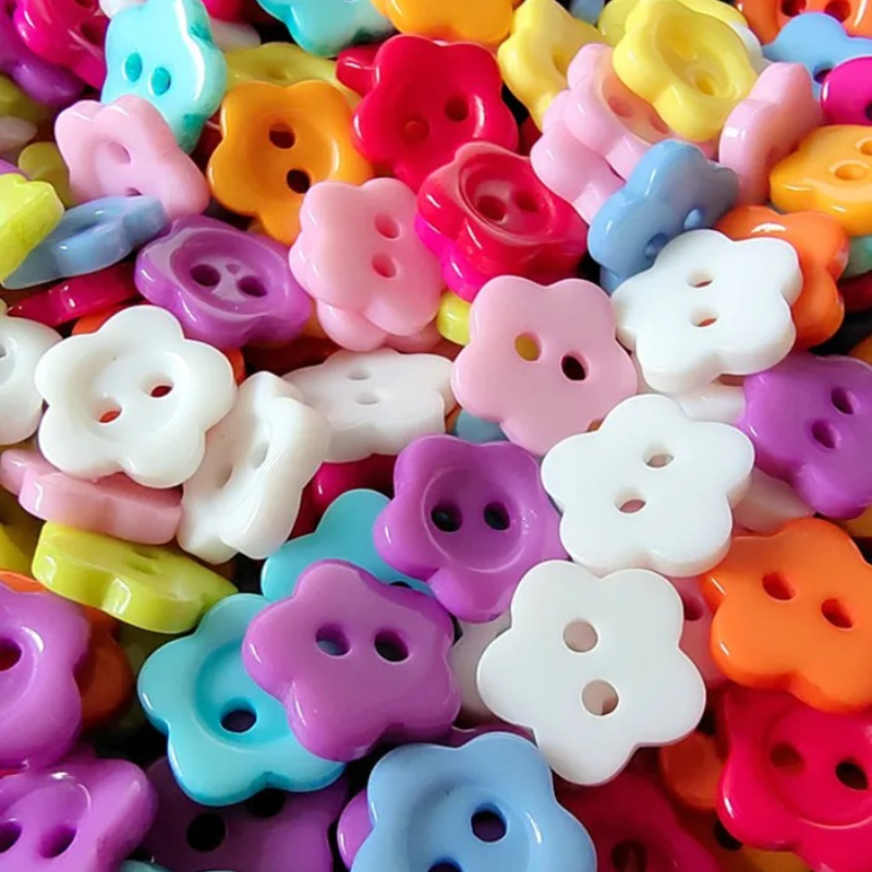 100pcs Cute Plum Flower Buttons, Sewing Buttons Craft Diy Handmade Buttons, Sweater Buttons