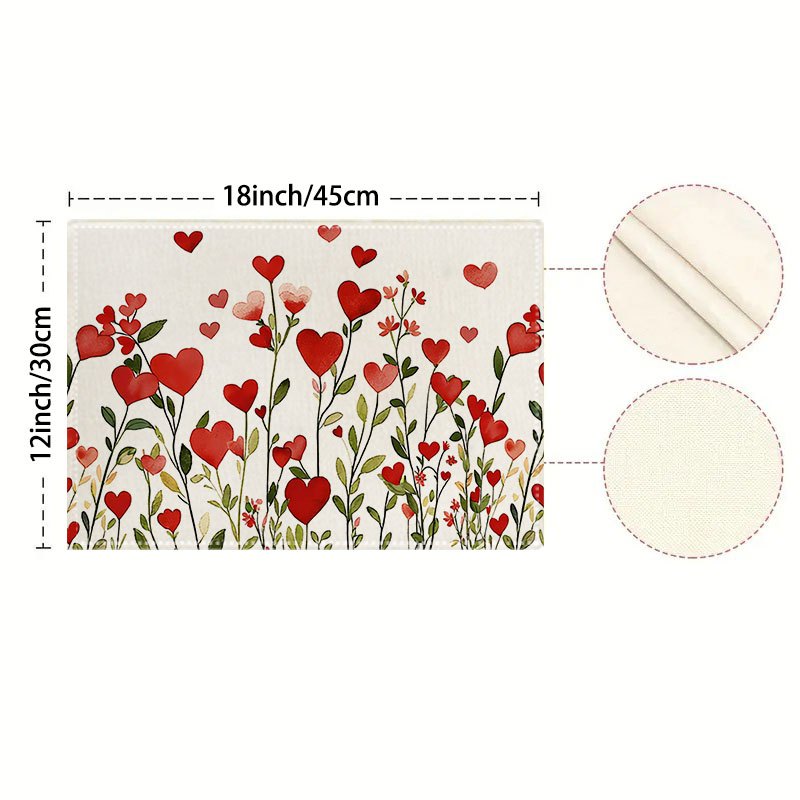 Rote Herz- Und Blumen-platzsets Für Valentinstag Hochzeit_voghion.com