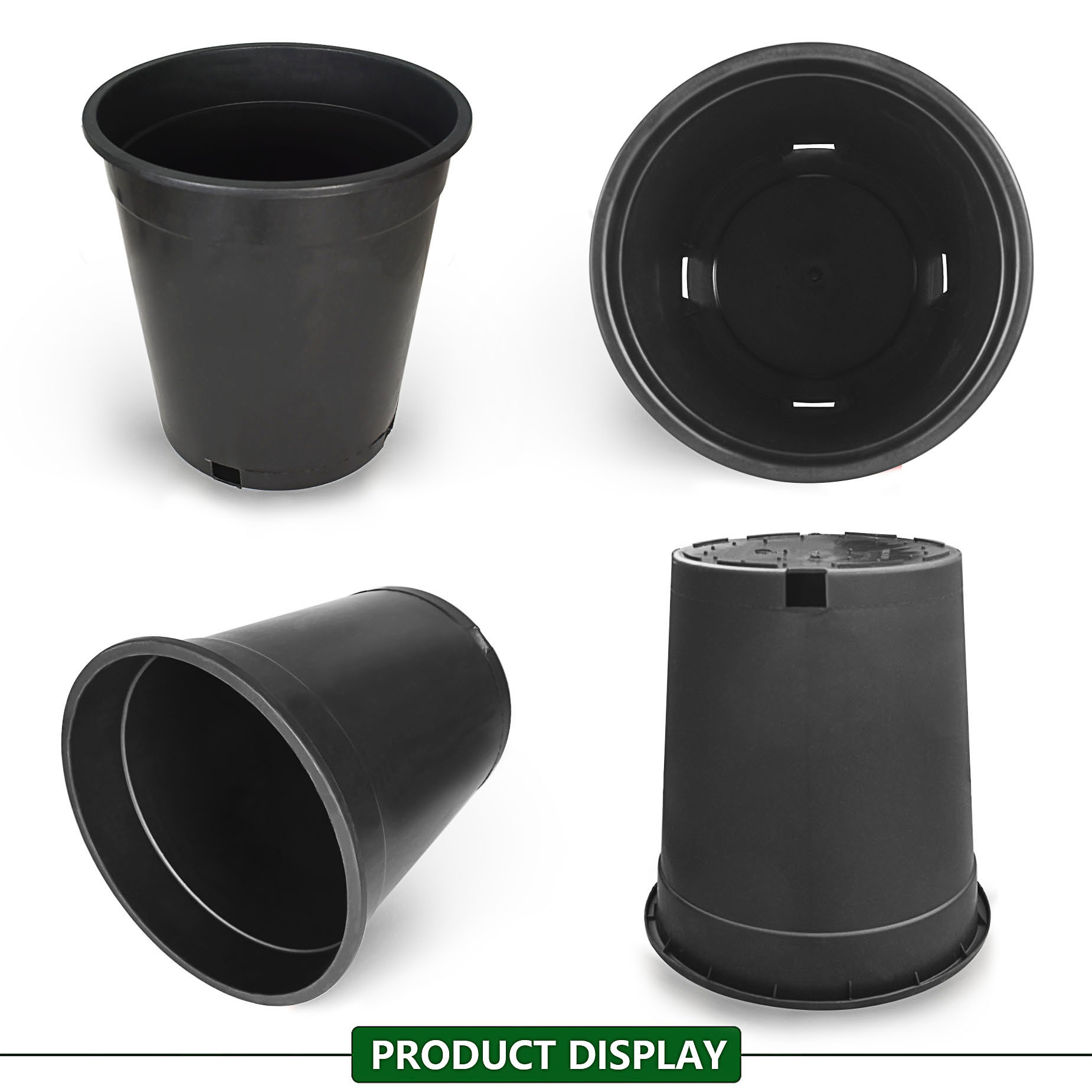 TEMU Wflnhb 11pcs-5gallon Breathable Thickened Plastic Nursery Pots For Soft Plants, 5 Gallon Black Planters