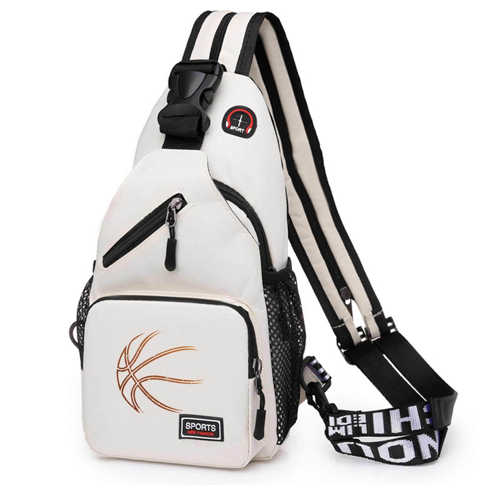 TEMU 1pc Basketball Printed Sports Bag, Versatile Large-capacity Crossbody Bag, Casual Outdoor Sports Chest Bag, Suitable For Outdoor Travel And Work