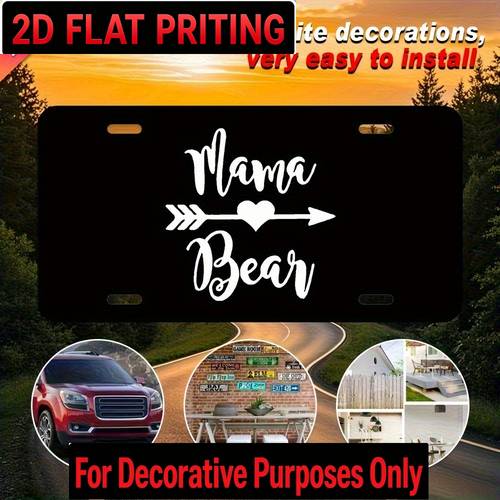 2d flat for decorative use only 2d flat printing 1pc bear metal license plate sign with arrow and uv coated aluminum 6x12 inches for decorative purposes wall hanging decor suitable for home caf
