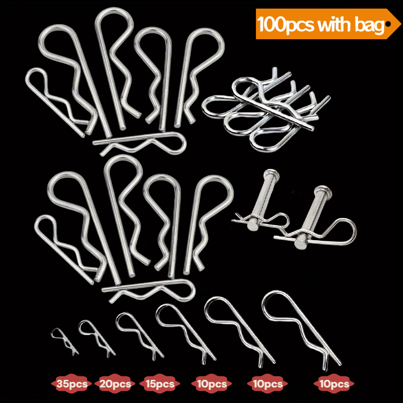 TEMU 60/100pcs Pin Wave Opening Pin Fastener-6 Sizes Opening Shaft Opening Pin Combination Assembly